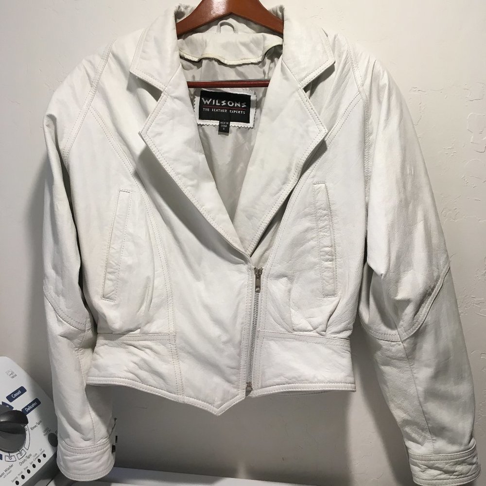 Vintage Women's Small Sexy White Leather Bomber
